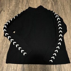 Black Sweater with White Accents